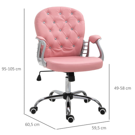 Ergonomická kancelářská židle, růžová PU kůže, polstrované opěradlo, nastavitelná