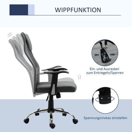 Ergonomická kancelářská židle ze šedé syntetické kůže, nastavitelná