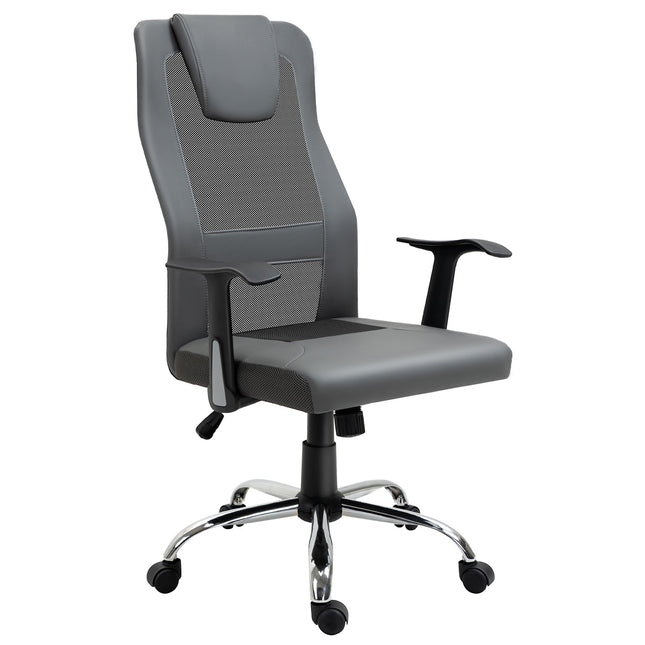 Ergonomická kancelářská židle ze šedé syntetické kůže, nastavitelná