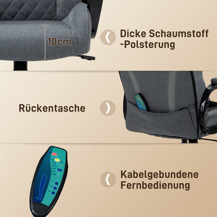 Ergonomická kancelářská židle s masáží, nastavitelná výška, šedá