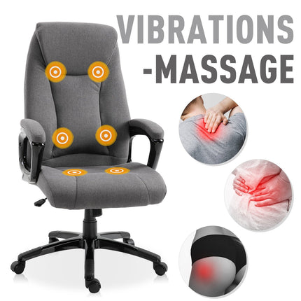 Ergonomická herní kancelářská židle, nastavitelná výška, masáž, šedá
