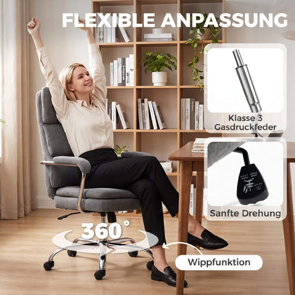 Kancelářská židle, výškově nastavitelná, otočná 360°, šedá žinylka