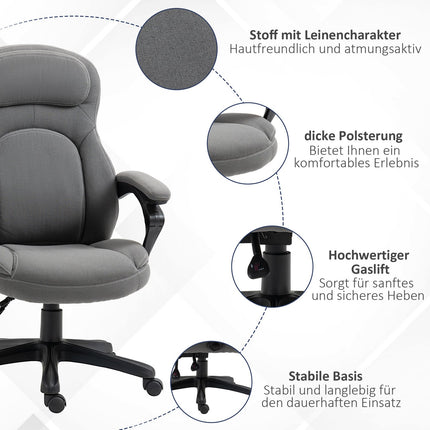 Ergonomická otočná kancelářská židle, výškově nastavitelná, vzhled lnu