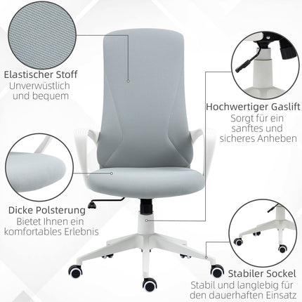 Ergonomic swivel desk chair, height adjustable, light grey
