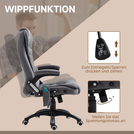 Ergonomická kancelářská židle s masáží a vyhříváním, tmavě šedá