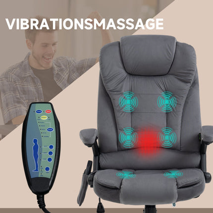 Ergonomická kancelářská židle s masáží a vyhříváním, tmavě šedá