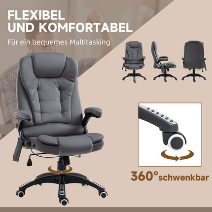Ergonomická kancelářská židle s masáží a vyhříváním, tmavě šedá