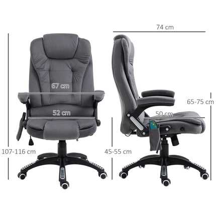 Ergonomická kancelářská židle s masáží a vyhříváním, tmavě šedá