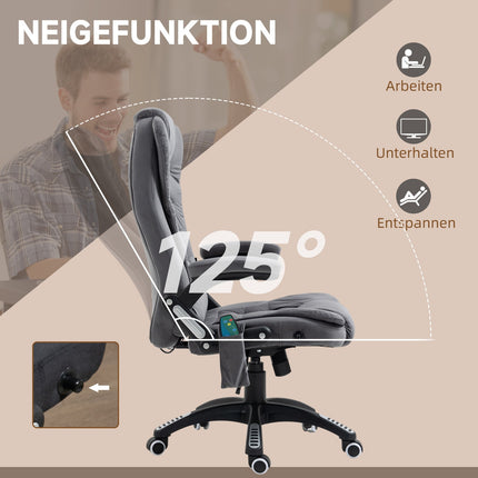 Ergonomická kancelářská židle s masáží a vyhříváním, tmavě šedá