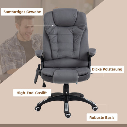 Ergonomická kancelářská židle s masáží a vyhříváním, tmavě šedá