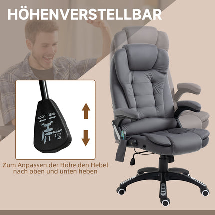 Ergonomická kancelářská židle s masáží a vyhříváním, tmavě šedá