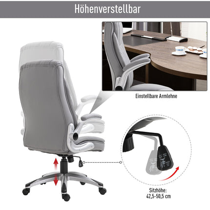 Ergonomická kancelářská židle z umělé kůže – nastavitelná, otočná, s opěrkou hlavy