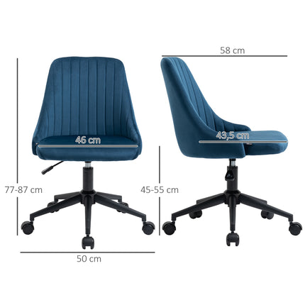 Ergonomická otočná židle k psacímu stolu, nastavitelná, samet modrá