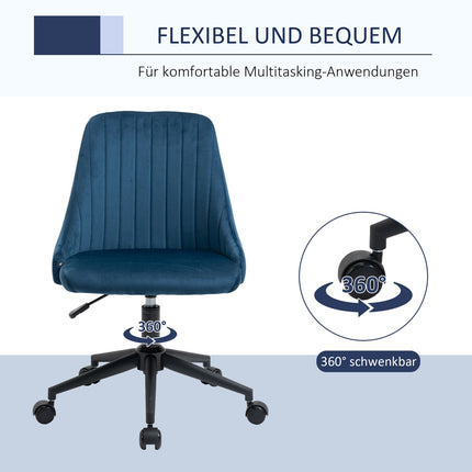 Ergonomická otočná židle k psacímu stolu, nastavitelná, samet modrá