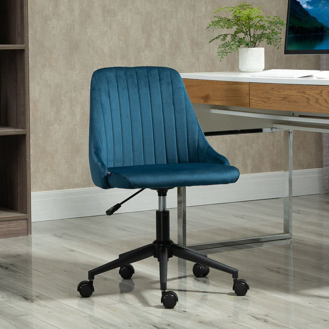 Ergonomická otočná židle k psacímu stolu, nastavitelná, samet modrá