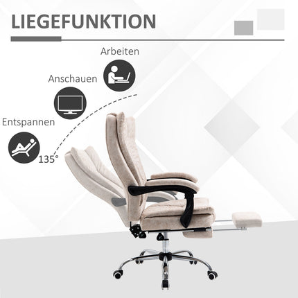Reclining office chair, microfiber, adjustable height, beige