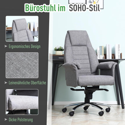 Ergonomická otočná kancelářská židle, nastavitelné područky, světle šedá
