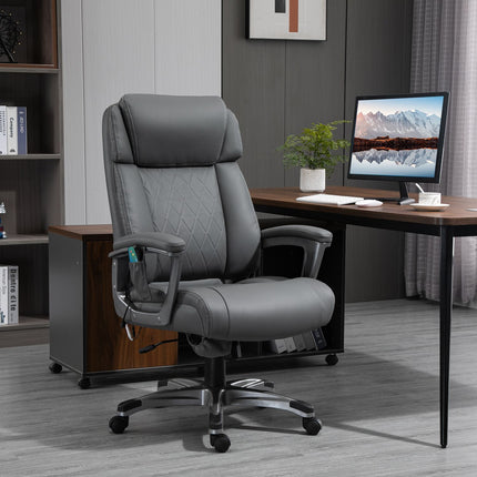 Ergonomická kancelářská židle ze šedé umělé kůže s masáží
