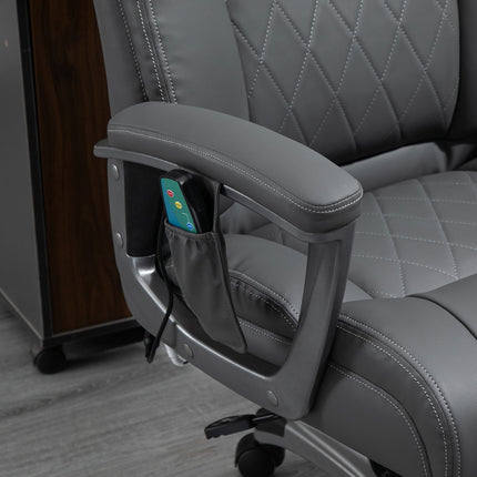 Ergonomická kancelářská židle ze šedé umělé kůže s masáží