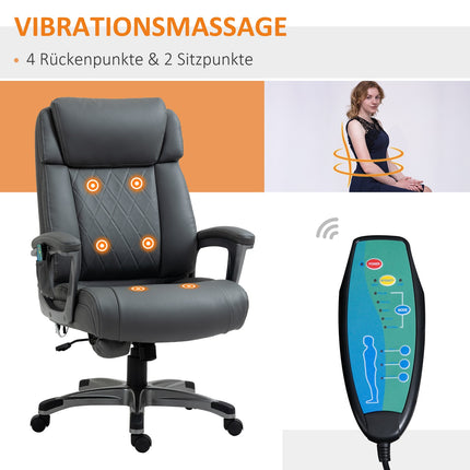 Ergonomická kancelářská židle ze šedé umělé kůže s masáží
