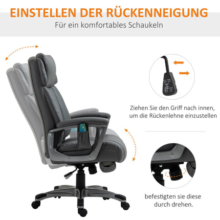 Ergonomická kancelářská židle ze šedé umělé kůže s masáží
