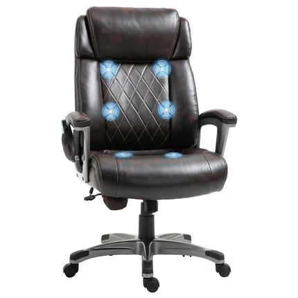Ergonomická otočná kancelářská židle, 6bodová masáž, hnědá kůže