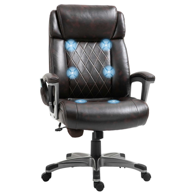 Ergonomická otočná kancelářská židle, 6bodová masáž, hnědá kůže