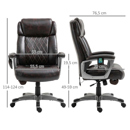 Ergonomická otočná kancelářská židle, 6bodová masáž, hnědá kůže
