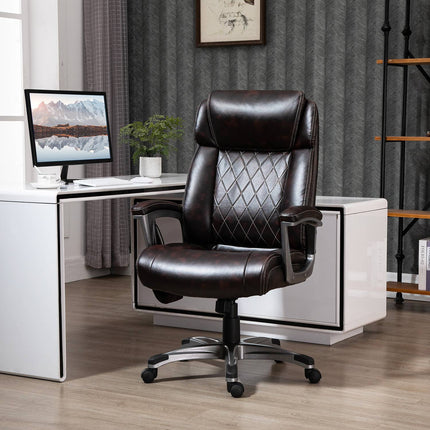 Ergonomická otočná kancelářská židle, 6bodová masáž, hnědá kůže