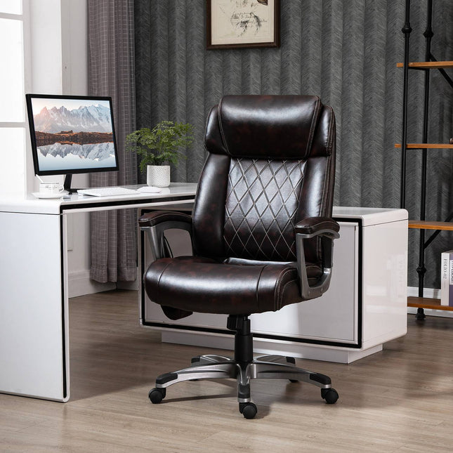 Ergonomická otočná kancelářská židle, 6bodová masáž, hnědá kůže