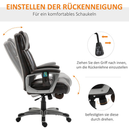 Ergonomická otočná kancelářská židle, 6bodová masáž, hnědá kůže
