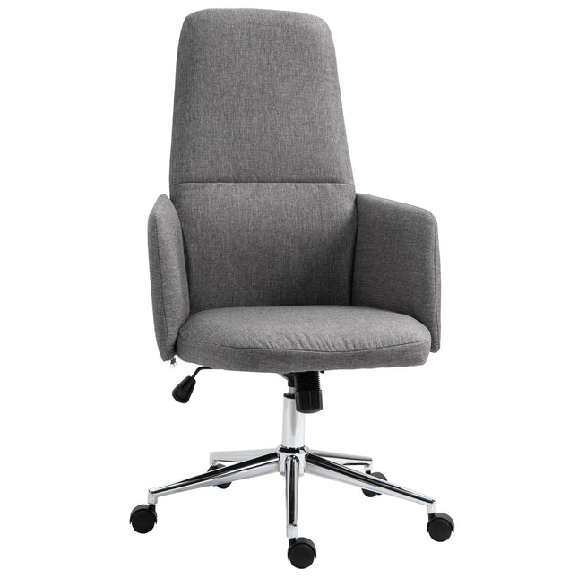 Bureaustoel Draaistoel Met Wipfunctie, Armleuning, In Hoogte Verstelbaar, Ergonomisch, Kunstlinnen, Metaal, Grijs, 61X67X112,5-120,5Cm