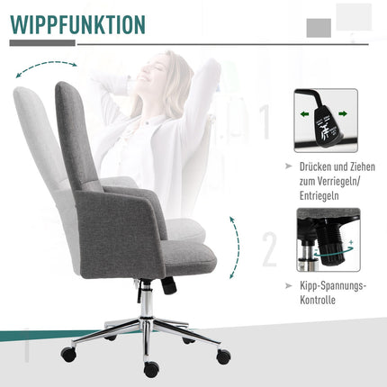 Ergonomická šedá kancelářská židle, otočná a výškově nastavitelná
