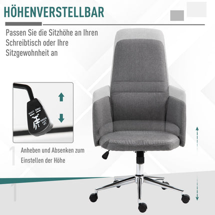 Ergonomická šedá kancelářská židle, otočná a výškově nastavitelná