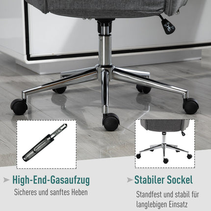 Ergonomická šedá kancelářská židle, otočná a výškově nastavitelná
