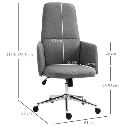 Ergonomická šedá kancelářská židle, otočná a výškově nastavitelná