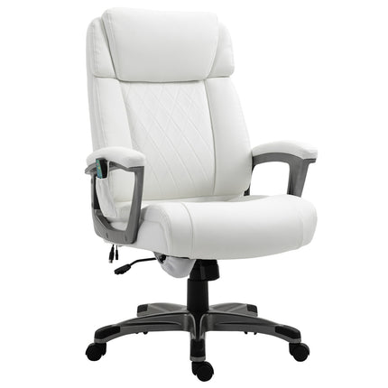 Ergonomická otočná kancelářská židle, masáž, syntetická kůže, bílá