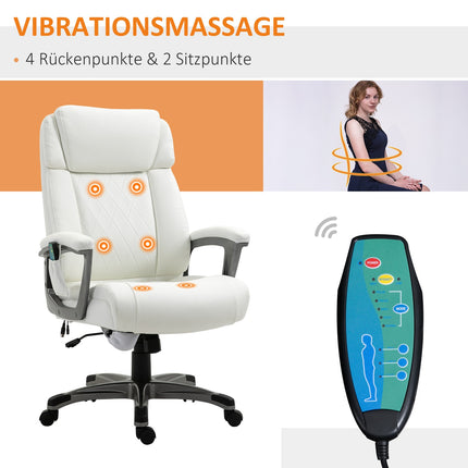 Ergonomická otočná kancelářská židle, masáž, syntetická kůže, bílá