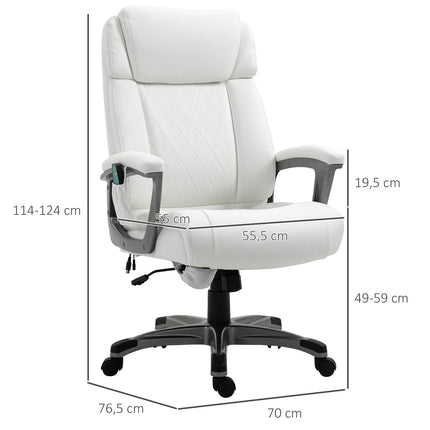 Ergonomická otočná kancelářská židle, masáž, syntetická kůže, bílá