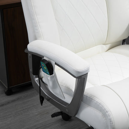 Ergonomická otočná kancelářská židle, masáž, syntetická kůže, bílá