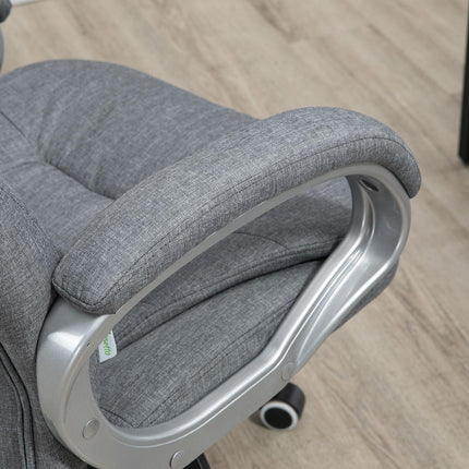 Ergonomická kancelářská židle ze šedého lnu s houpacím mechanismem, nastavitelná výška