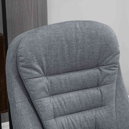 Ergonomická kancelářská židle ze šedého lnu s houpacím mechanismem, nastavitelná výška