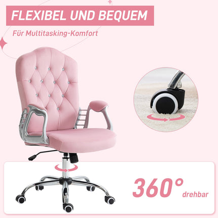 Ergonomická růžová kancelářská židle pro ženy, výškově nastavitelná