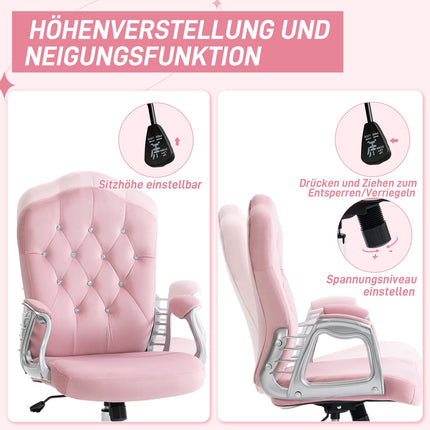 Ergonomická růžová kancelářská židle pro ženy, výškově nastavitelná