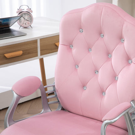 Ergonomická růžová kancelářská židle pro ženy, výškově nastavitelná