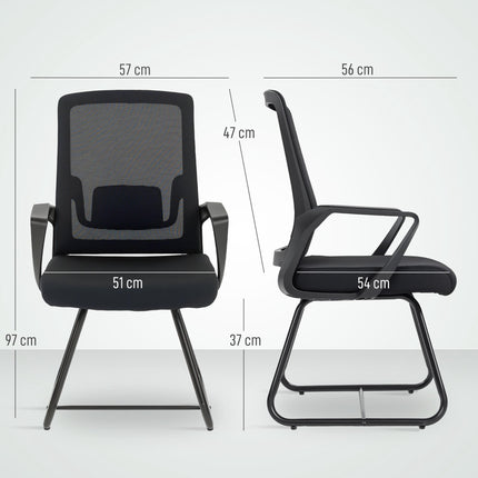 Office Chair with Armrests, Lumbar Support, Black Mesh