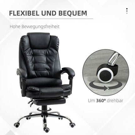 Kancelářská židle s podnožkou, nastavitelnou opěrkou zad, černá