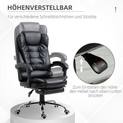 Kancelářská židle s podnožkou, nastavitelnou opěrkou zad, černá