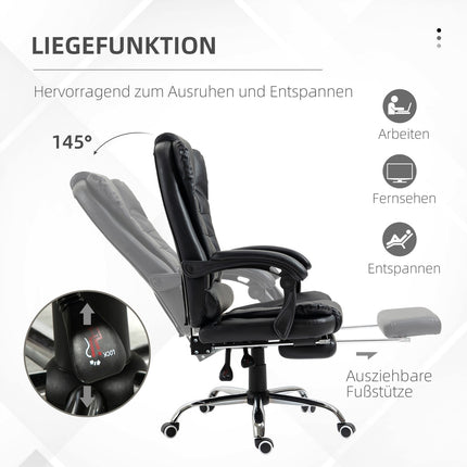 Kancelářská židle s podnožkou, nastavitelnou opěrkou zad, černá