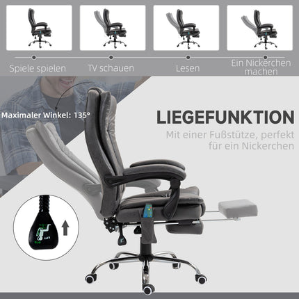 Ergonomická šedá kancelářská židle, masáž a vyhřívání, nastavitelná výška